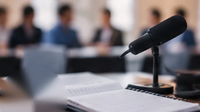 Deposition room with microphone